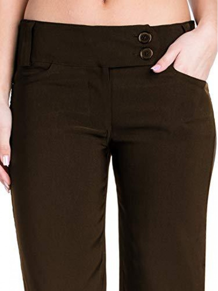 by Olivia Women's Relaxed Boot-Cut Stretch Office Pants Trousers Slacks 