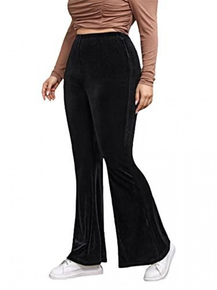 Women's Plus Size Velvet High Waist Flare Pants 