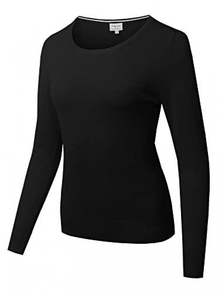 VUE Women's Basic Long Sleeve Scoop Neck Sweater Knit Top 