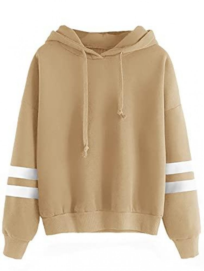 Sweatshirt Pullover Fleece Drop Shoulder Striped Hoodie 