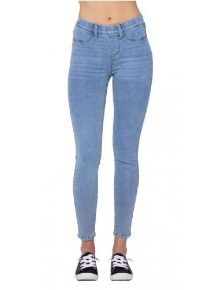 Blue Mid-Rise Pull-On Skinny Jeggings 