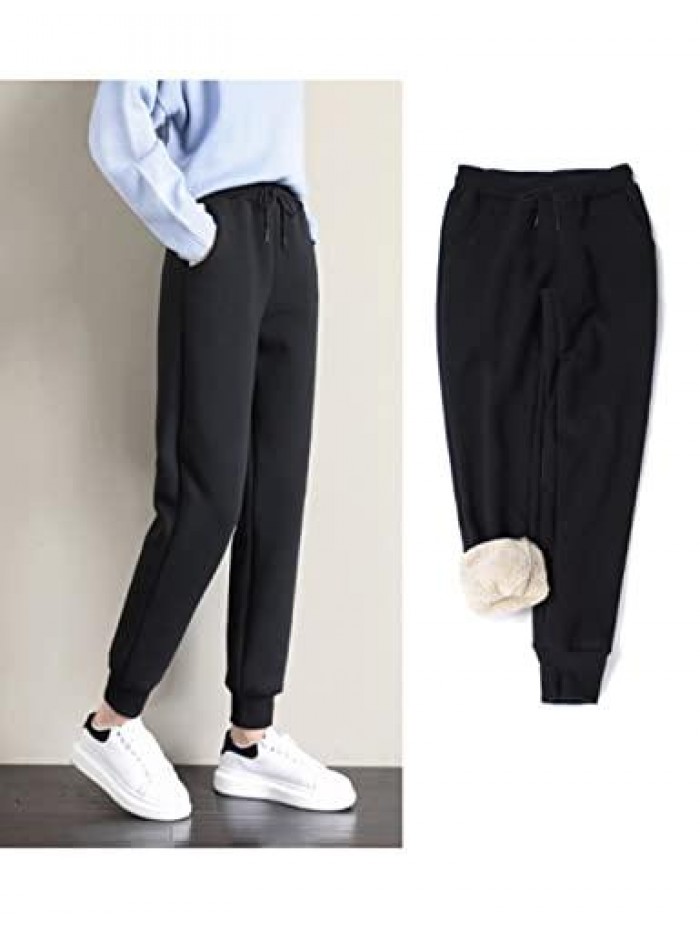 Women's Warm Sherpa Lined Athletic Sweatpants Jogger Fleece Pants 