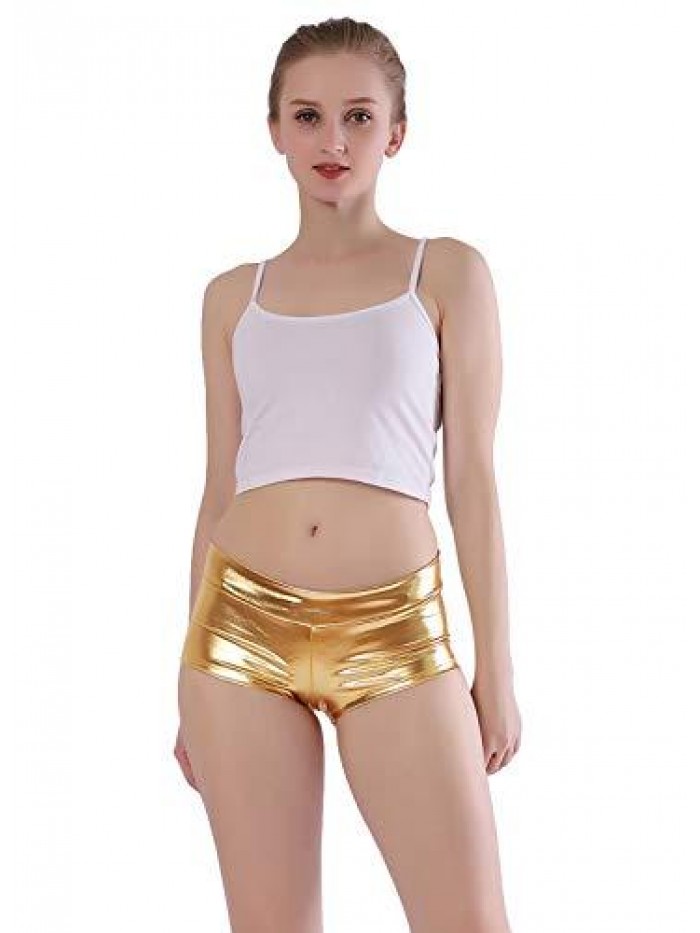 Women's Shiny Metallic Rave Booty Shorts Hot Pants Dance Bottom 