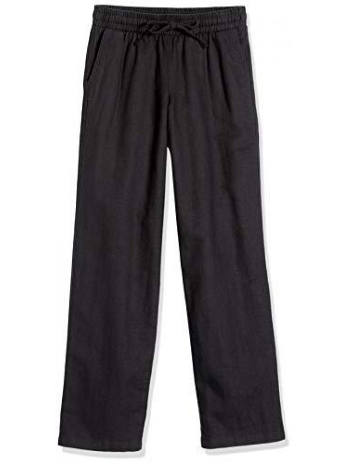 Women's Linen Blend Drawstring Wide Leg Pant  