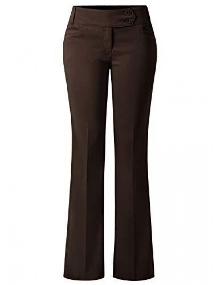 by Olivia Women's Relaxed Boot-Cut Stretch Office Pants Trousers Slacks 