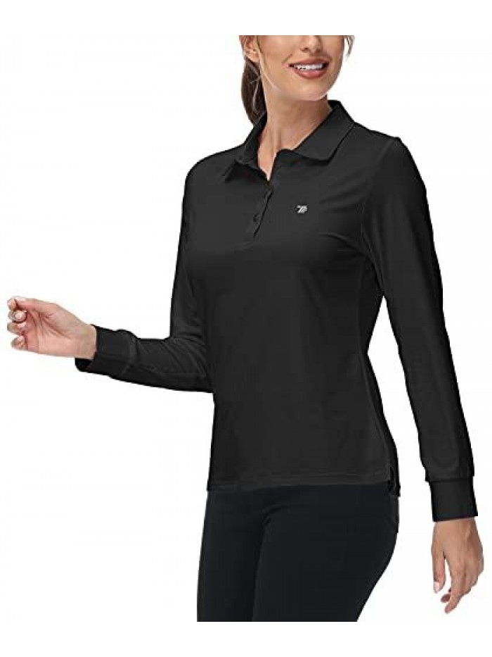 Women's Long Sleeve Polo Golf Shirts Casual Sports T-Shirts 