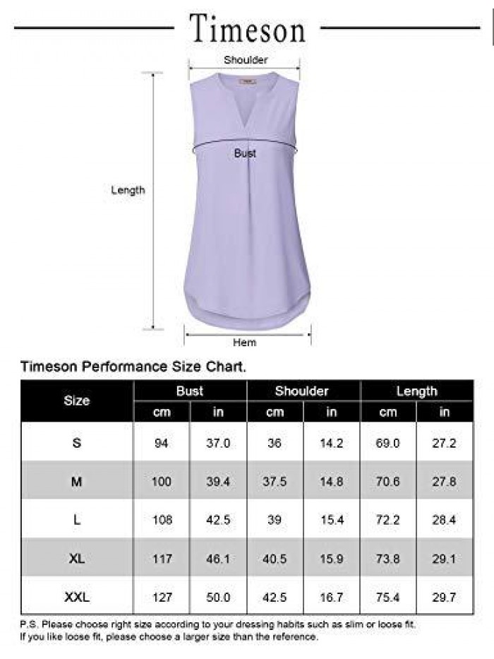 Women's Chiffon V Neck Sleeveless Blouse Tops Office Work Shirts 