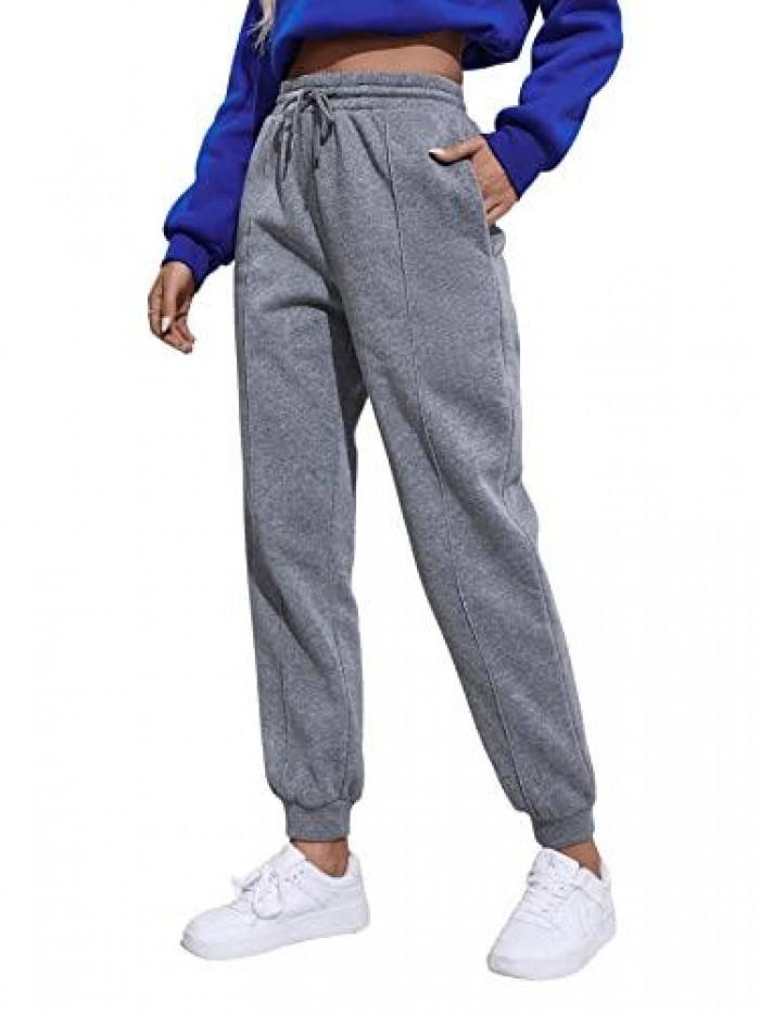 Women's Drawstring Waist Striped Side Jogger Sweatpants with Pocket 