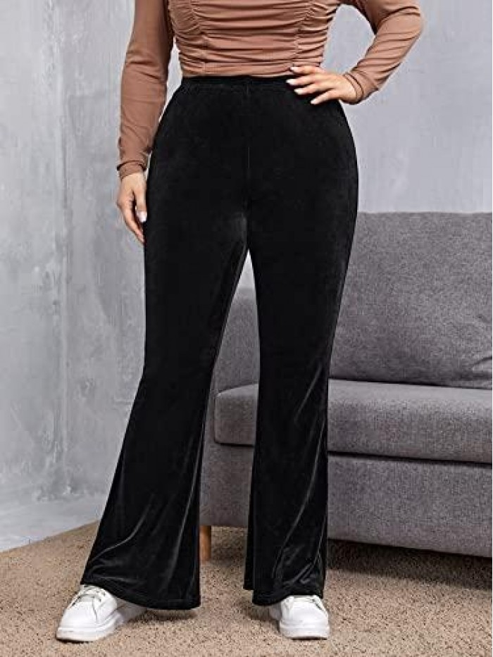 Women's Plus Size Velvet High Waist Flare Pants 