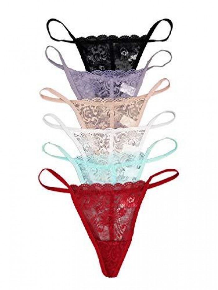 Pack Sexy Floral Lace G-String Thong Panties L266 