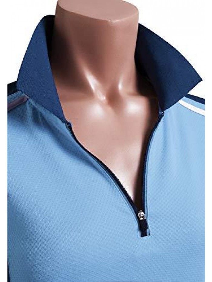 Women's Active Wear Short Sleeve Zipup Polo Shirt 