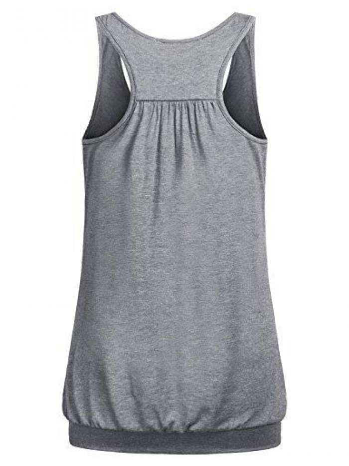 Womens Sleeveless Round Neck Loose Fit Racerback Yoga Tank Top 