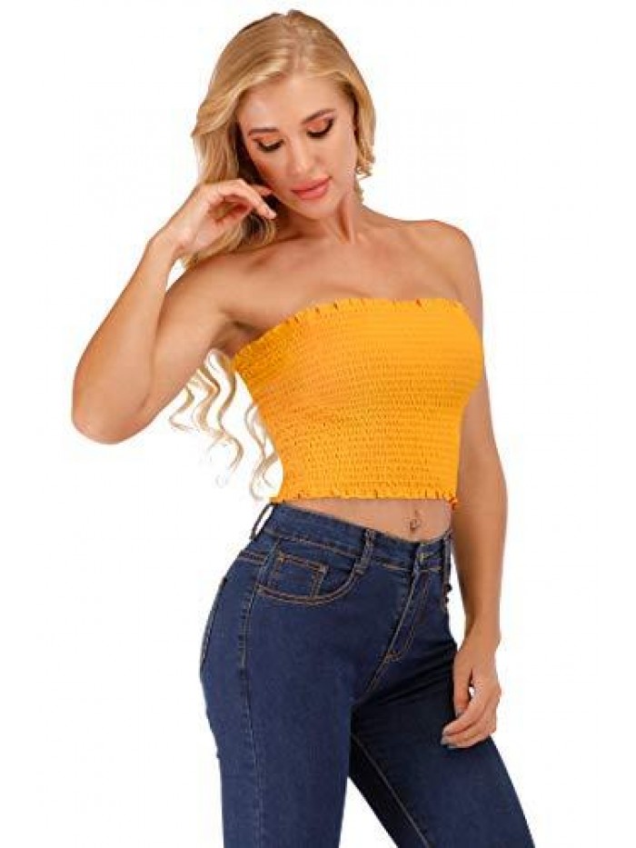 Strapless Pleated Sexy Tube Crop Tops 