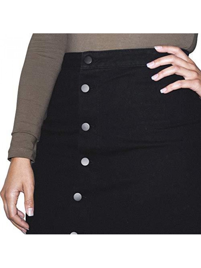 Apparel Women's Denim Button Front A-line Mini Skirt 