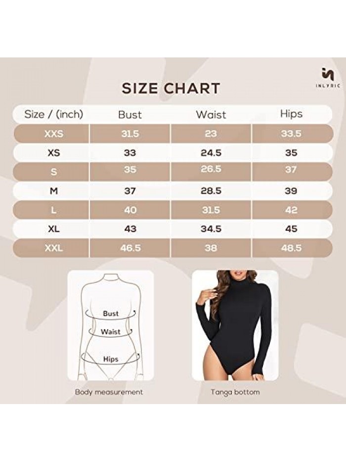 Women's Turtleneck Long Sleeve Bodysuit Tank Tops Shirts Bodycon Stretch Jumpsuits 