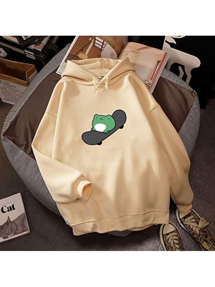 Cute Sweatshirts Skateboarding Frog Long Sleeve Hoodie Pullover Tops 