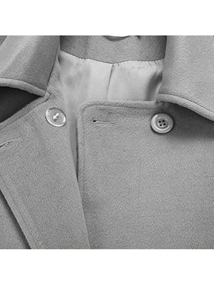 Wool Coat for Womens Double Breasted Peacoat Outwear 