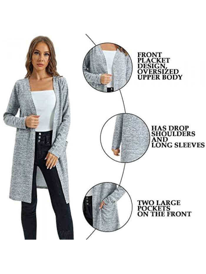 Open Front Cardigan Long Sleeve Lightweight Knitted Coat Sweaters Jackets Outwear 