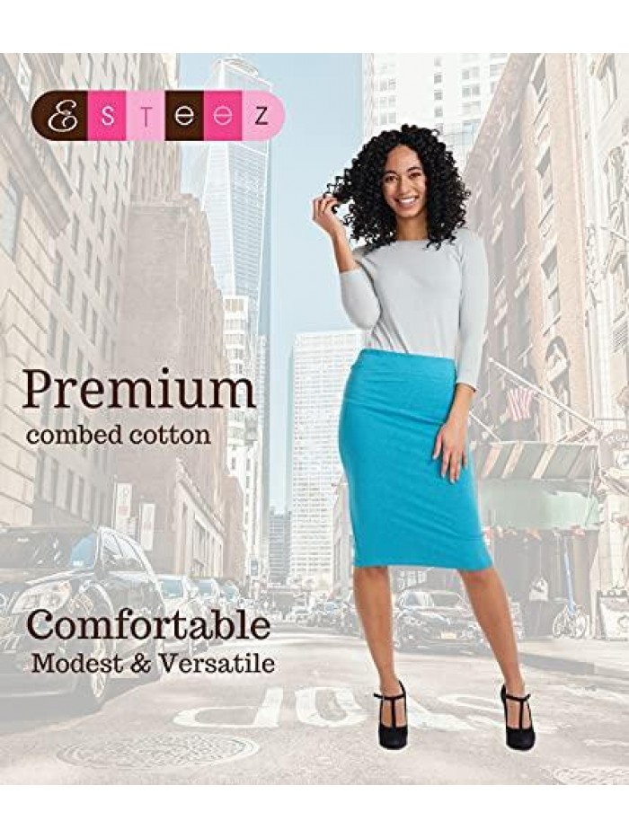 Women's Pencil Skirt - Modest Stretchy Below The Knee - Chicago 