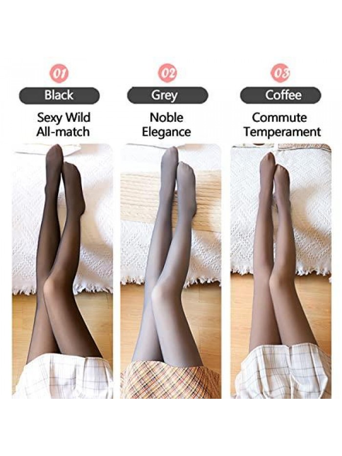 Warm Fleece Pantyhose Tights, Fake Translucent Fleece Winter Thermal Tights 