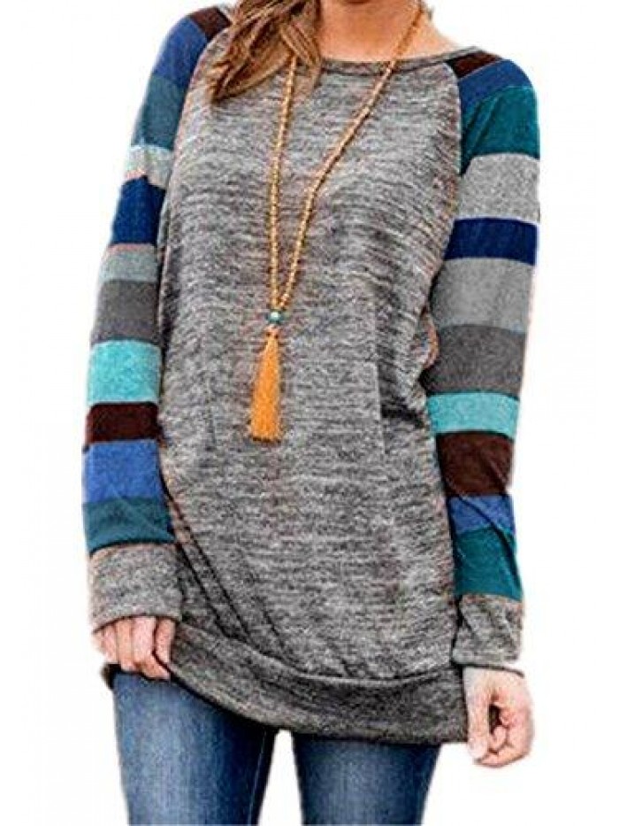 Women's Cotton Knitted Long Sleeve Lightweight Tunic Sweatshirt Tops 