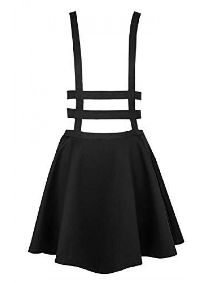 Women's Braces Skirt Pleated A-Line Suspender Mini Skirt 