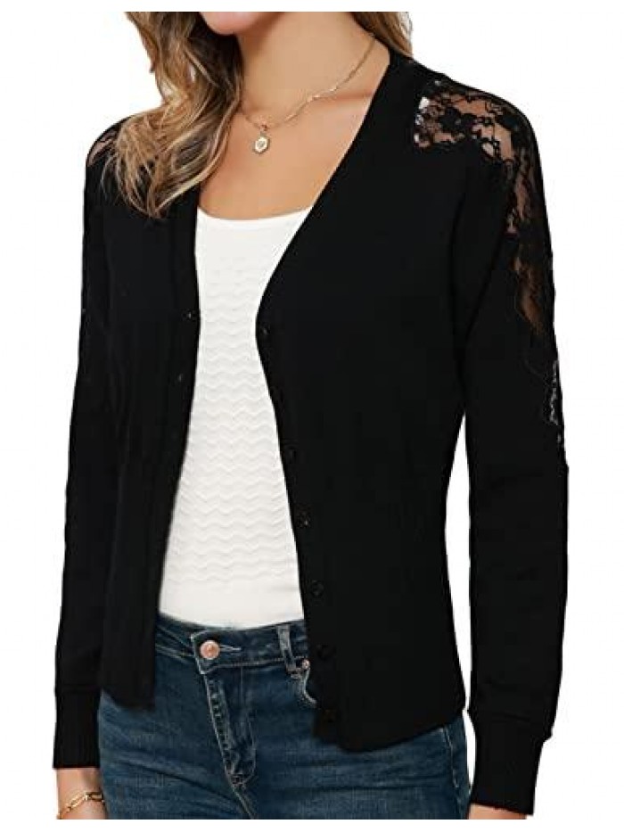 KARIN Women Lace Emborided Cardigan Bolero ShrugsButton Dwon Sweater 