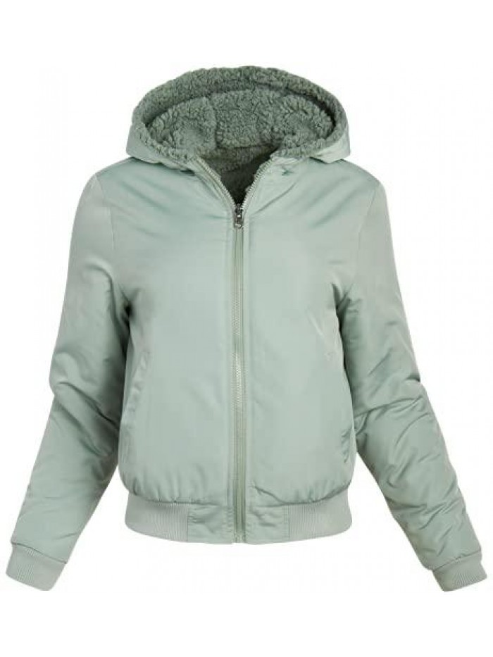 Women’s Jacket - Reversible Teddy Sherpa Windbreaker Jacket 