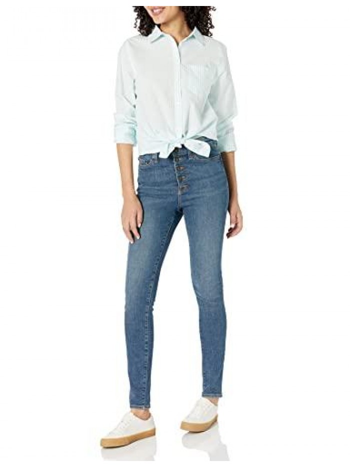 Women's Classic-Fit Long Sleeve Button Down Poplin Shirt  