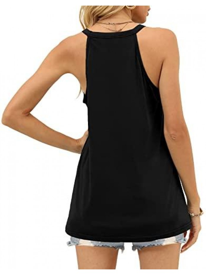 Womens Tank Tops Halter Hollow Out Sexy Summer Sleeveless Cami Tops 