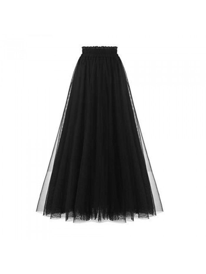 Women's A Line Tulle Party Evening Tutu Skirts Tea Length 