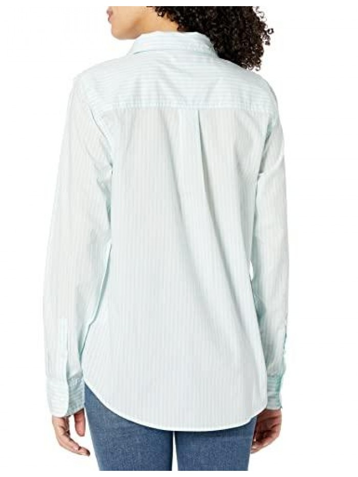 Women's Classic-Fit Long Sleeve Button Down Poplin Shirt  