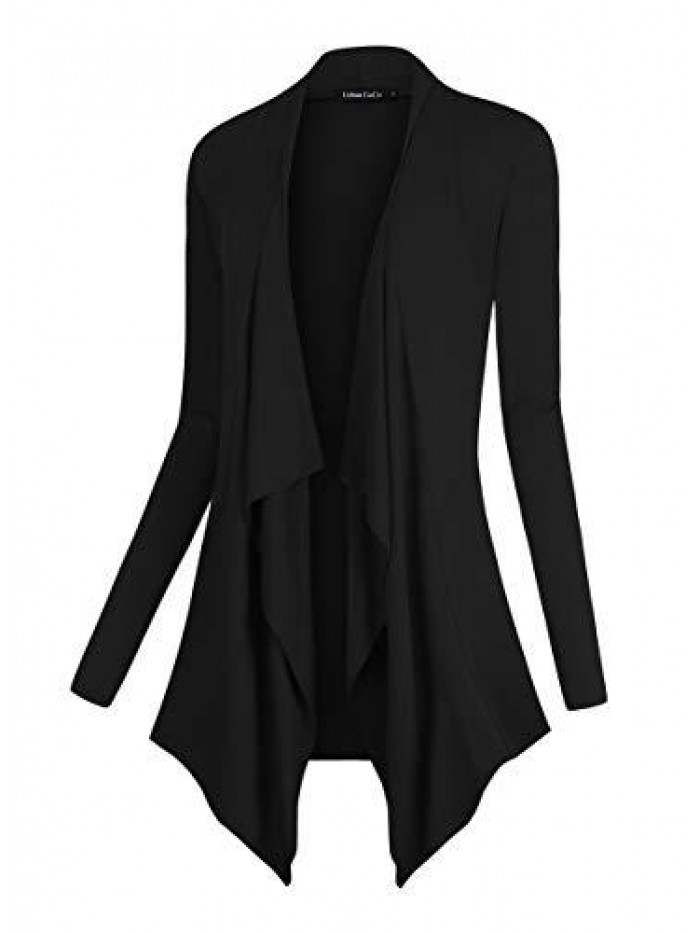 CoCo Women's Drape Front Open Cardigan Long Sleeve Irregular Hem 