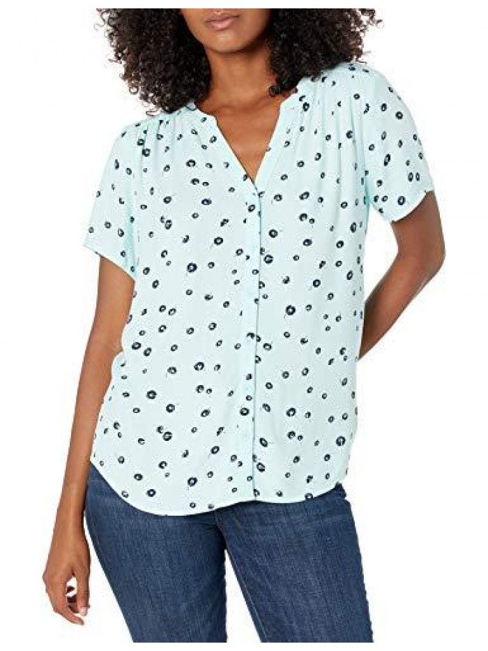 Women's Short-Sleeve Woven Blouse  