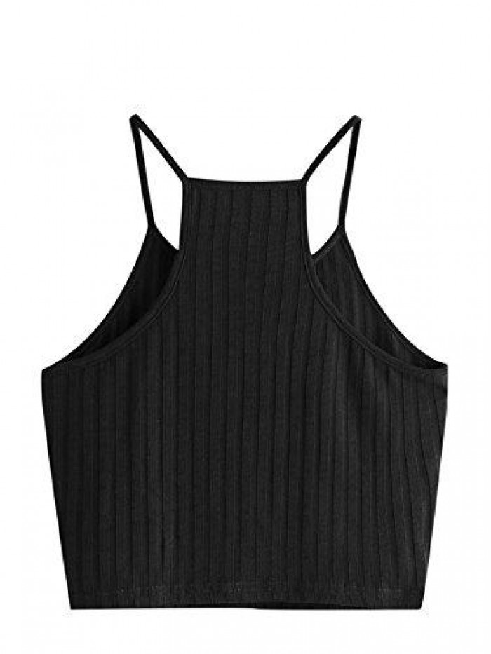 Women's Summer Basic Sexy Strappy Sleeveless Racerback Crop Top 