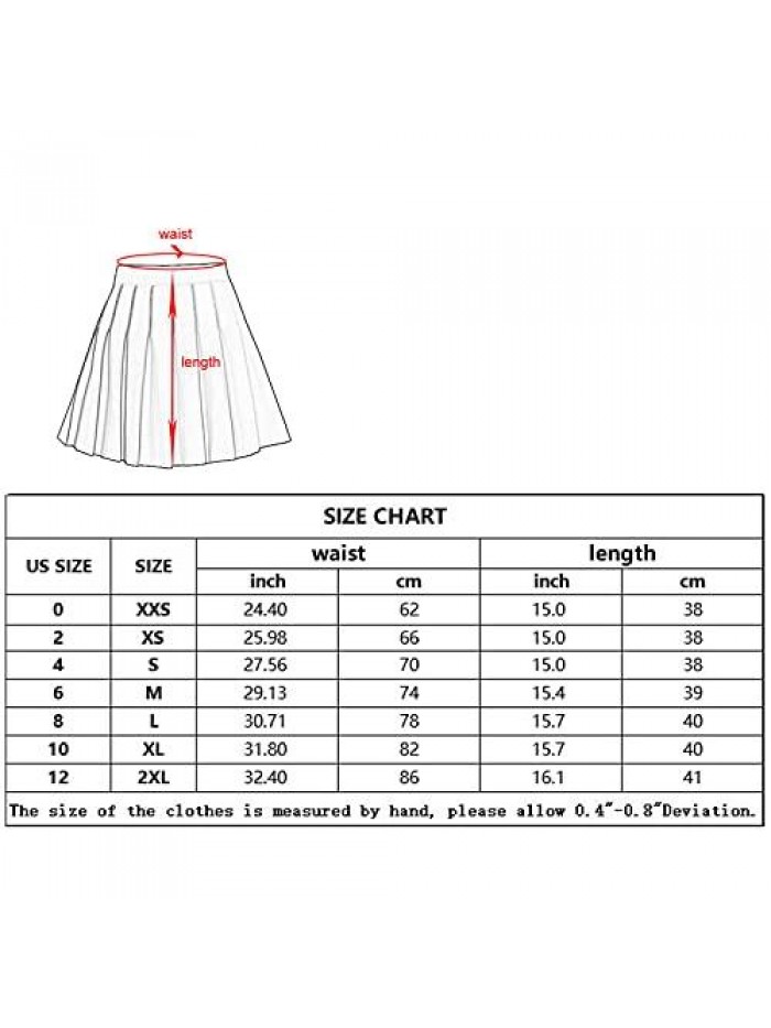 Women's High Waist Pleated Mini Skirt Skater Tennis Skirt 