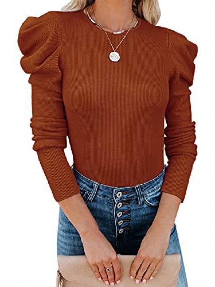 Women's Casual Long Sleeve Crewneck Pullover Knit Sweater Tops 