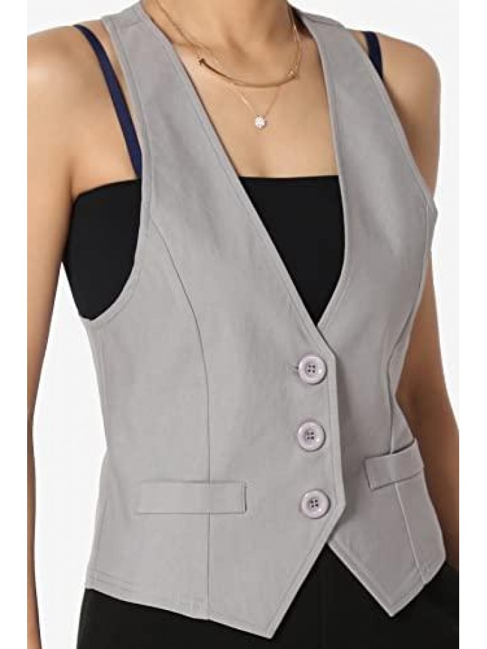 Dressy Casual Versatile Racerback Vest Uniform Tuxedo Suit Waistcoat 