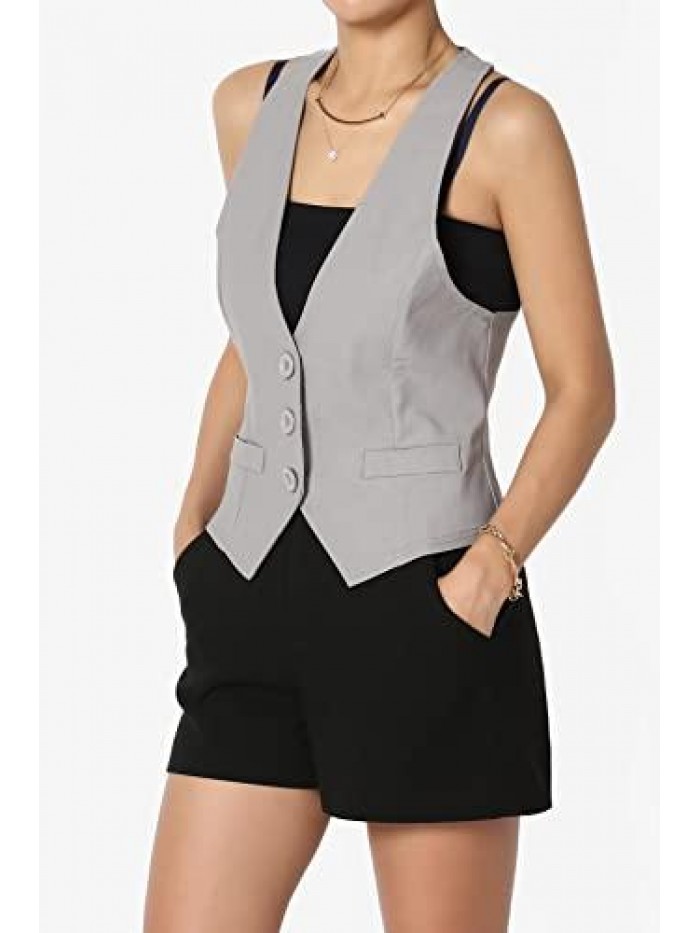 Dressy Casual Versatile Racerback Vest Uniform Tuxedo Suit Waistcoat 