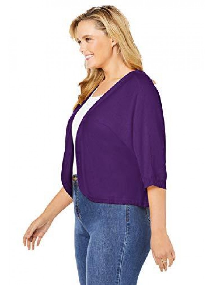 Within Women's Plus Size Rib Trim Cardigan Shrug Sweater 