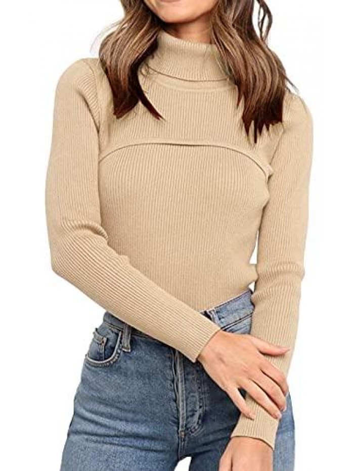 Women’s Turtleneck Knit Sweater Long Sleeve Soft Classic Fit Pullover Tops 