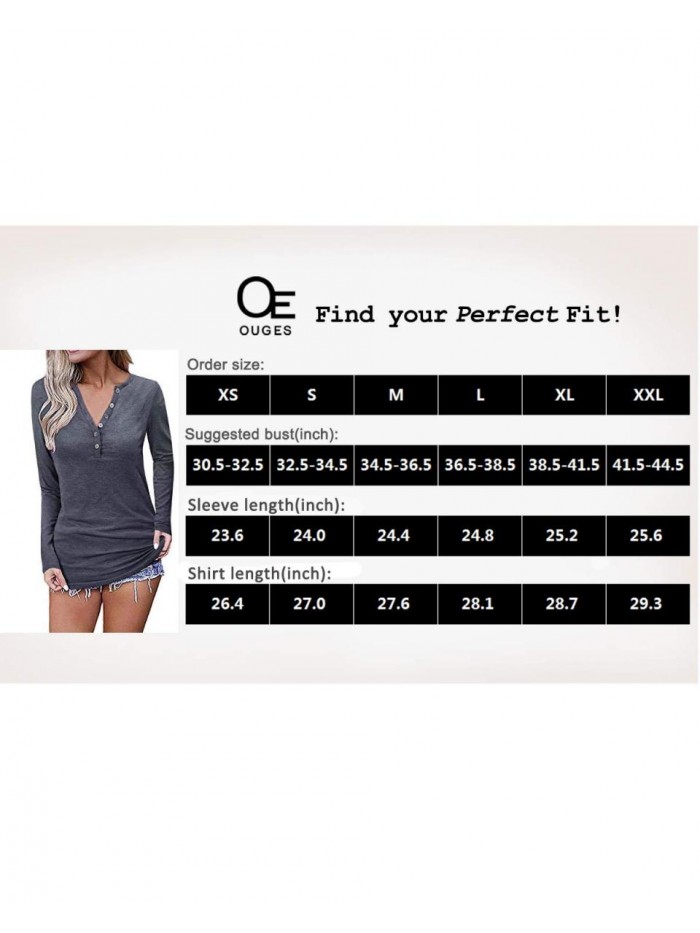 Womens Long Sleeve V-Neck Button Casual Tops Blouse T Shirt 