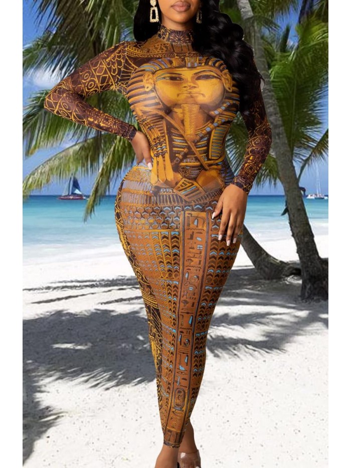 Women's Sheer Mesh Dress See Through Long Sleeve Swimwear Cover Up 