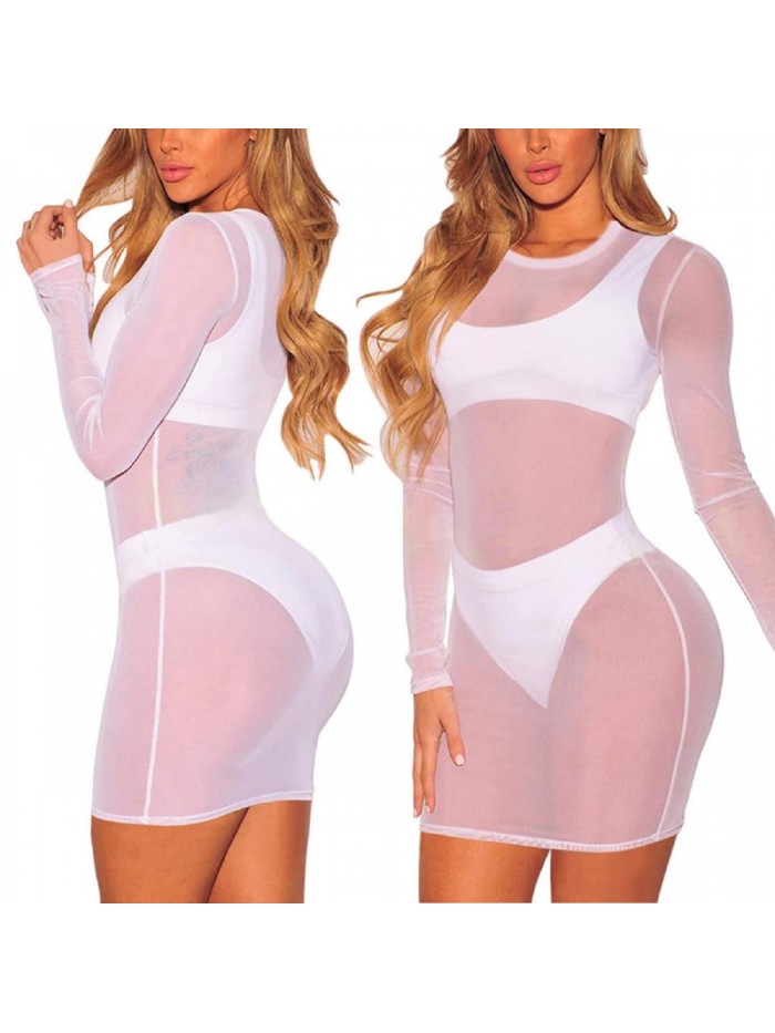 Women Cover Ups Bodycon See Through Sheer Dress for Swimwear 