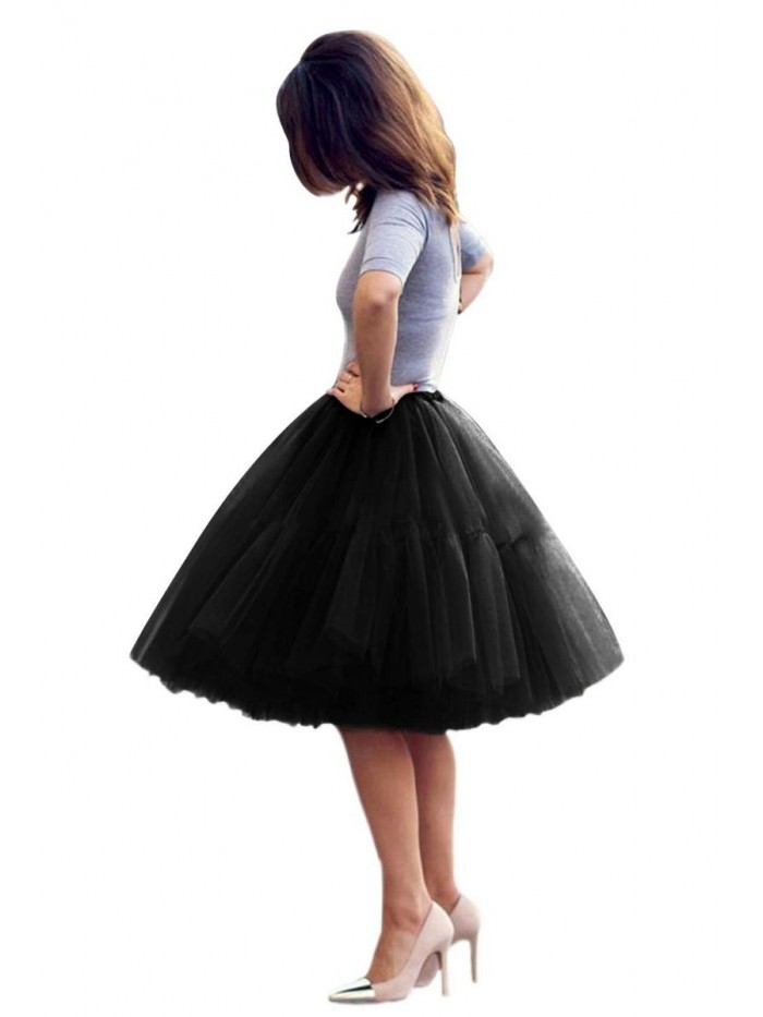 Lady's Princess Tutu Tulle Midi Knee Length Skirt Underskirt 