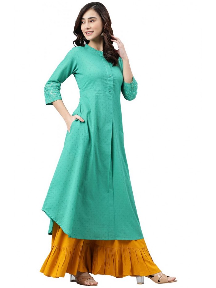 Indian Women's Green Cotton Kurta 