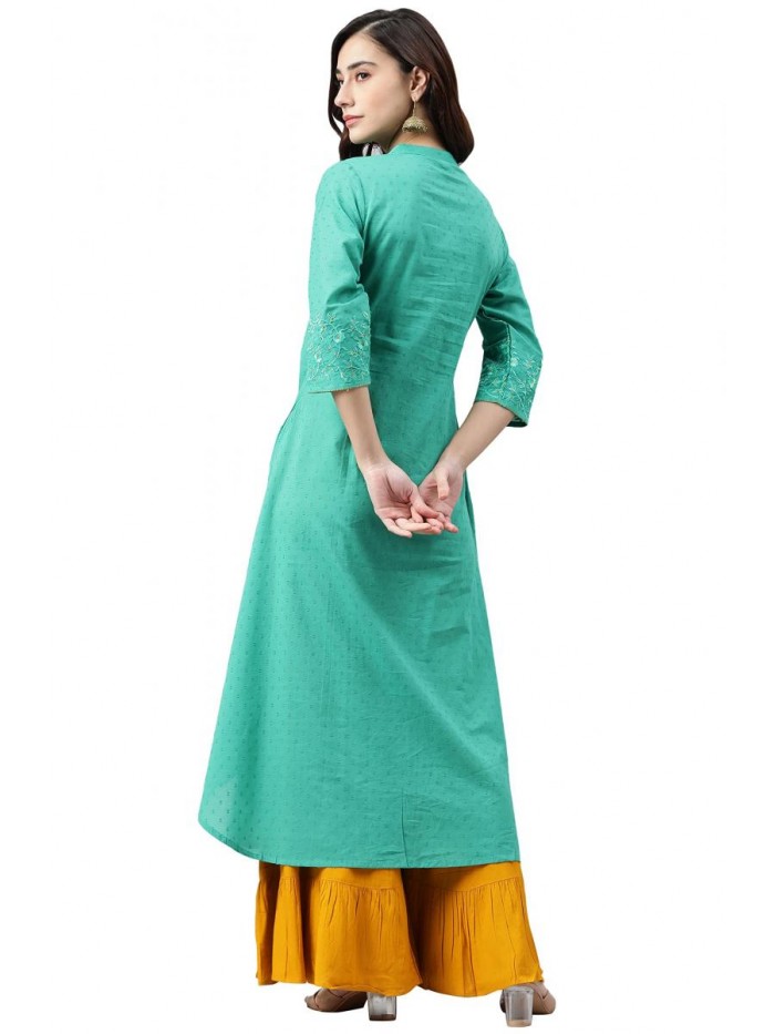 Indian Women's Green Cotton Kurta 