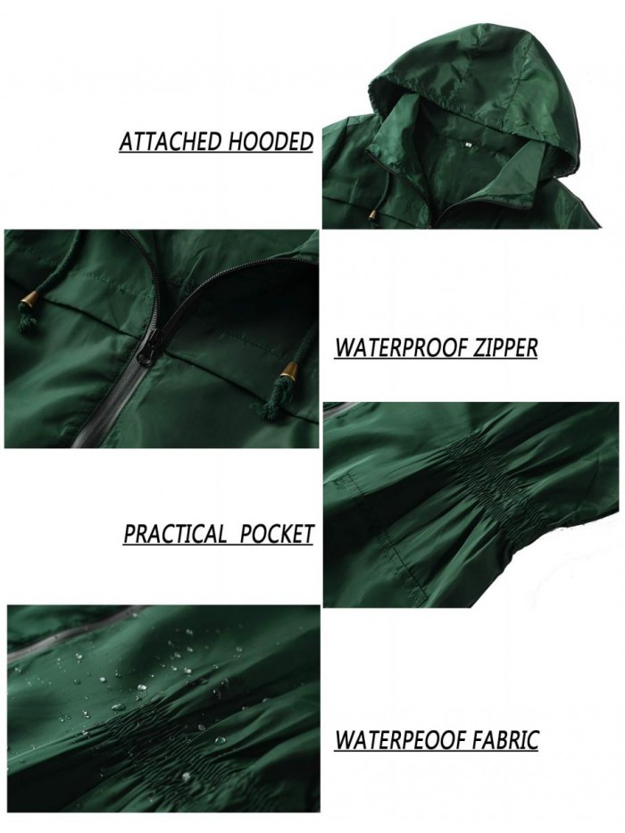 Women Waterproof Lightweight Rain Jacket Active Outdoor Hooded Raincoat 