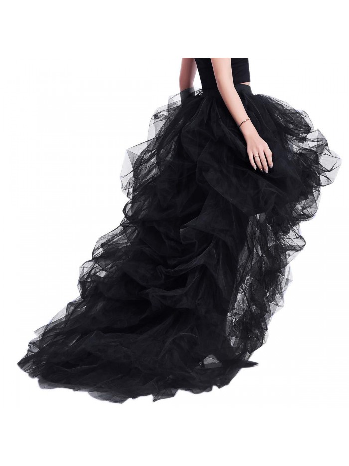 Women's Long High Low Ruffles Party Tulle Skirt 