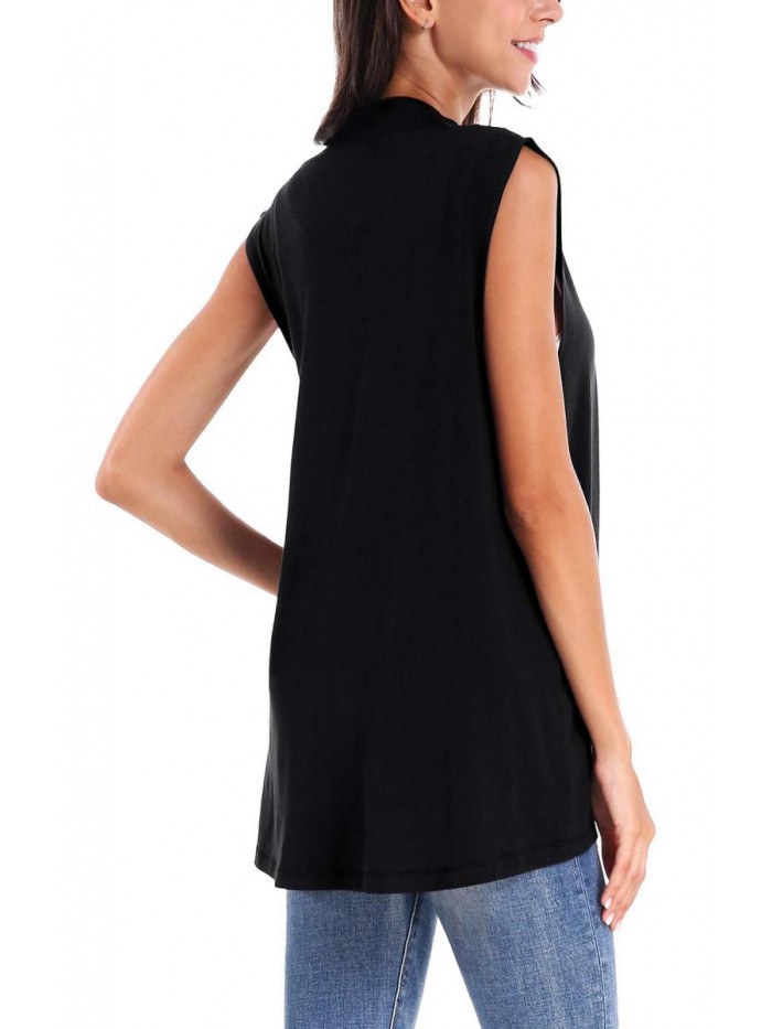 Sleeveless Cardigan Open Front Vest Lightweight Cool Coat 